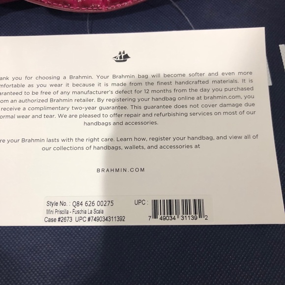 BRAHMIN Mini Priscilla Fuschia La Scala - Picture 10 of 14